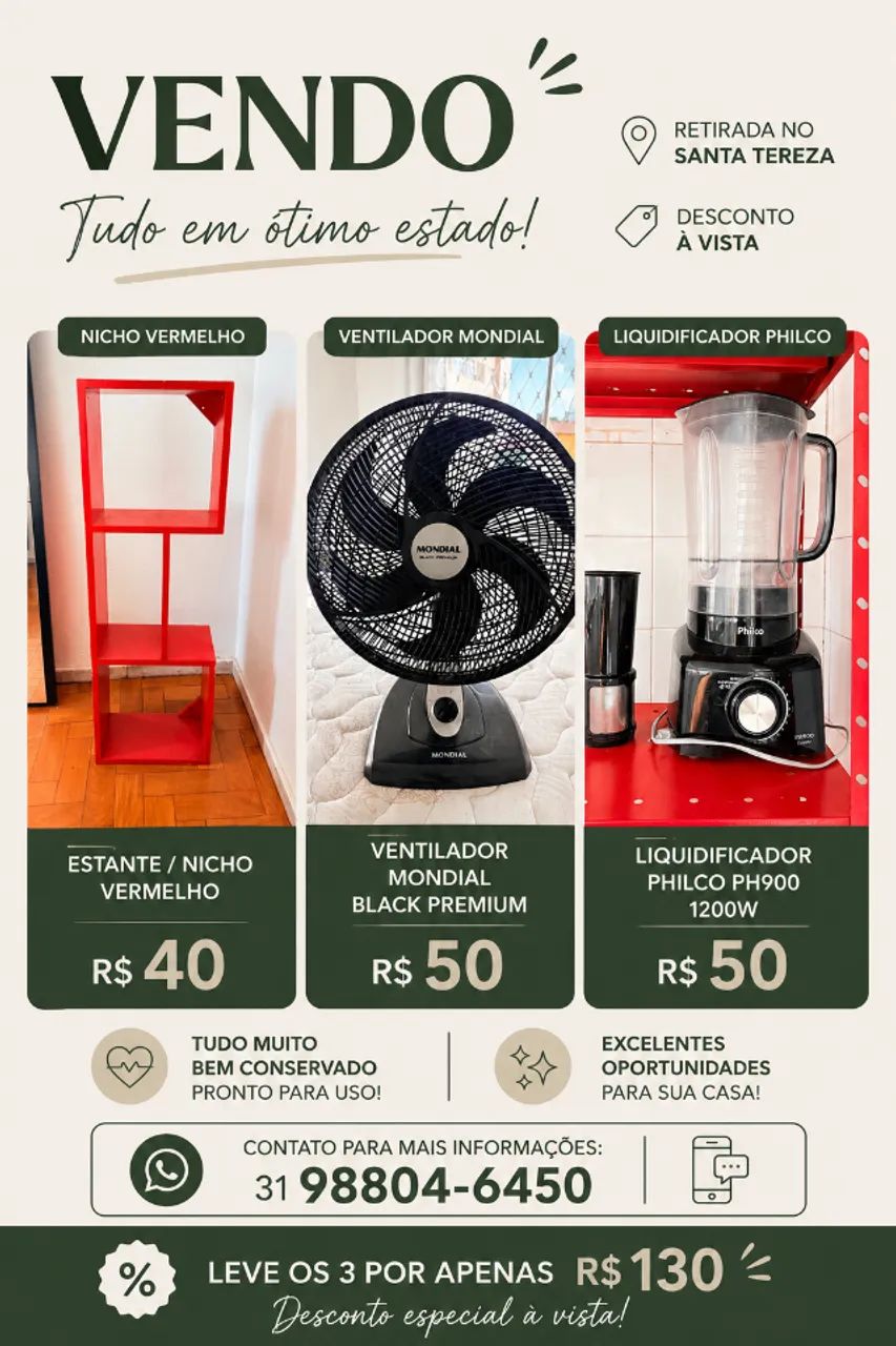 Hack, ventilador e liquidificador 