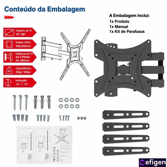Suporte Tri-articulado para Tv 28" a 60" Polegadas haste longa - Novo a pronta entrega - Foto 2