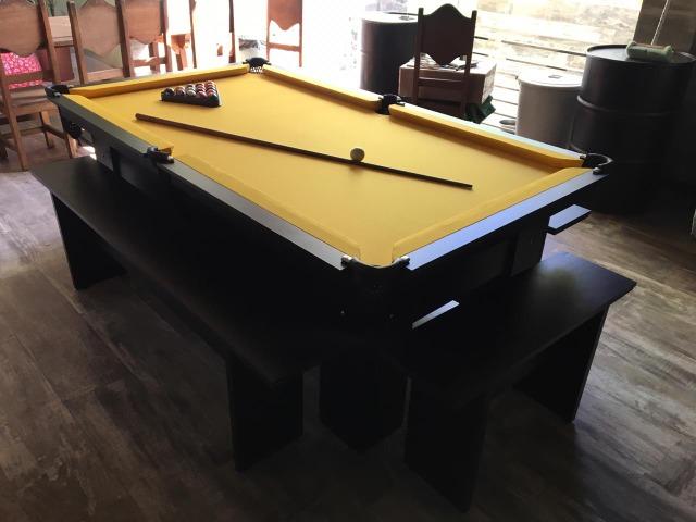 Mesa de Bilhar Com Redinhas Tecido Amarelo Modelo CCW8202 - Foto 4
