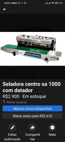 Vendo seladora automática centro sa1000