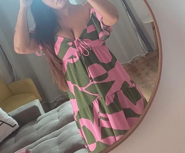 Vestido Midi Verde e Rosa - Foto 3