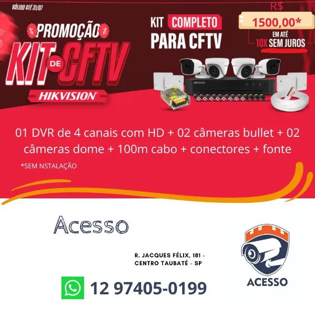 Kit completo de câmera de segurança com DVR de 4 canais