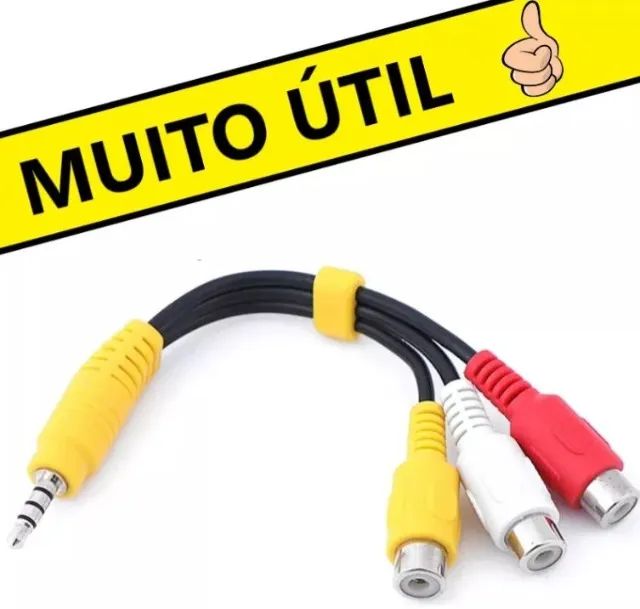 Cabo Adaptador Curto P3 P2 3 Rca Femea Audio Video  Arduino Automação COD-CP738  