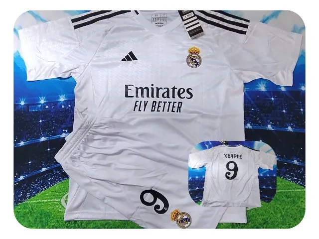 Conjunto Infantil Real Madrid Home 2024 Personalizado