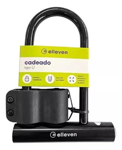 Cadeado Trava U Lock Em Aço Para Moto Bike Bicicleta Elleven 14x21