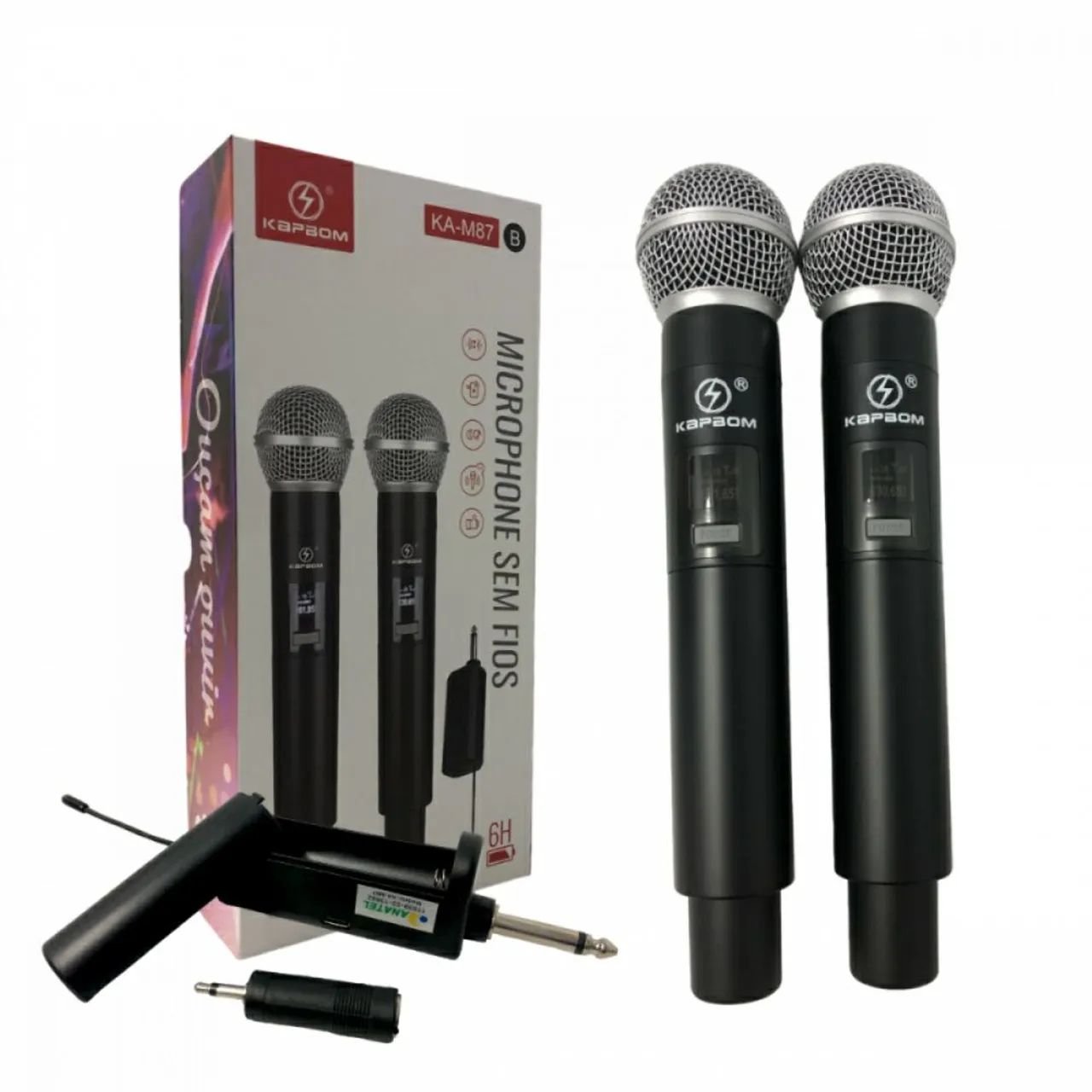 Microfone duplo sem fio recarregável dinâmico ótimo desempenho na pronta entrega!
