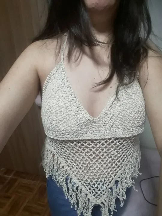 Cropped de tricôt com franja - Foto 2