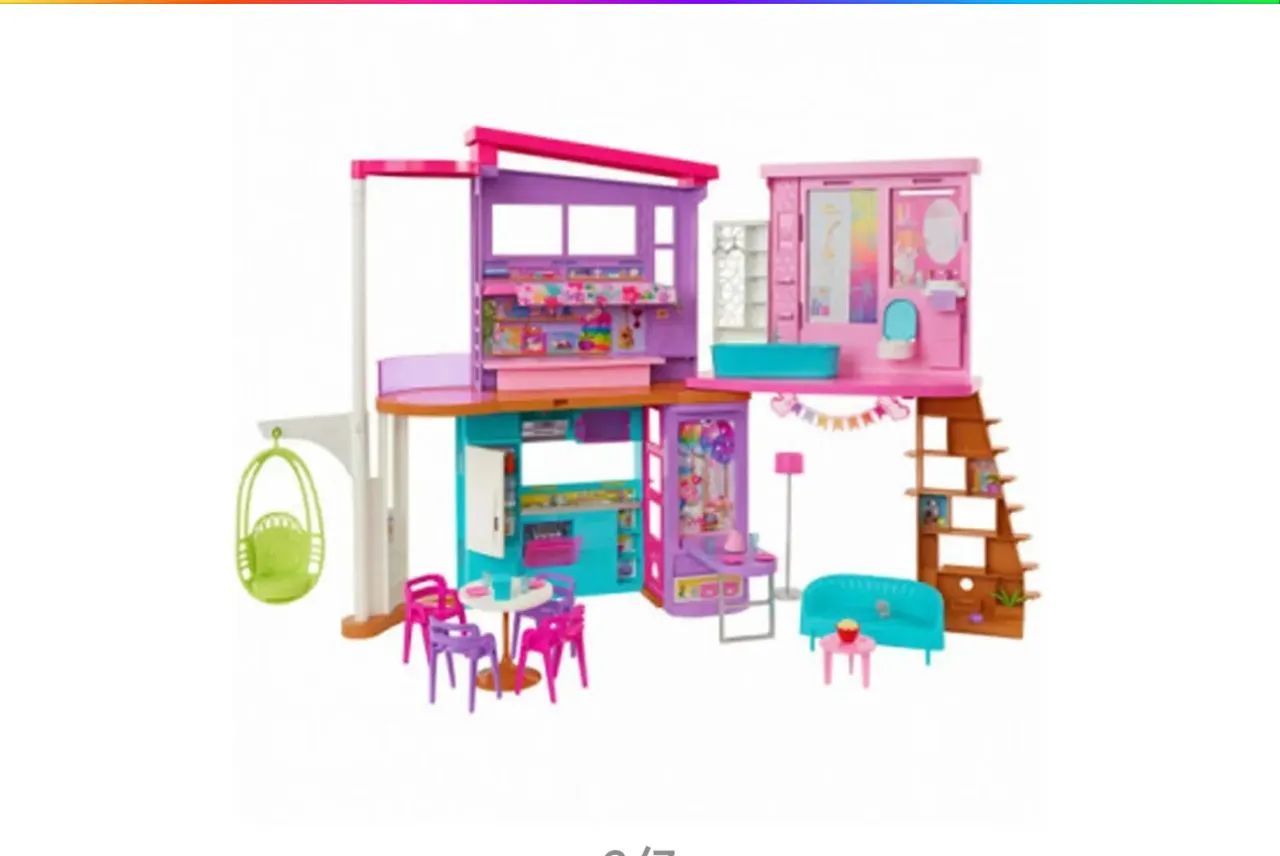 Barbie Casa 2 Andares Malibu House Playset 30 Peças Mattel - Foto 3