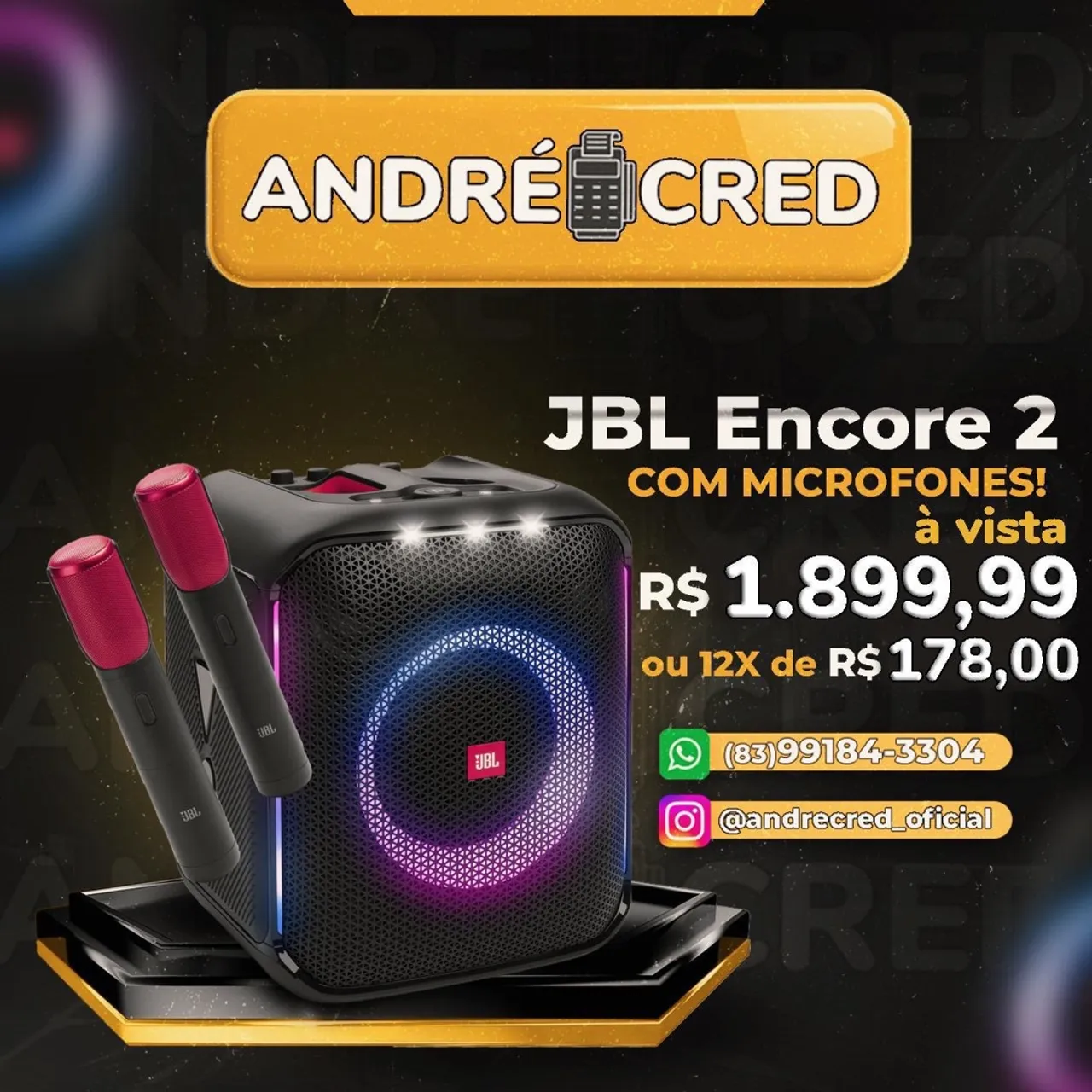 Caixa JBL Encore com microfones lacrada