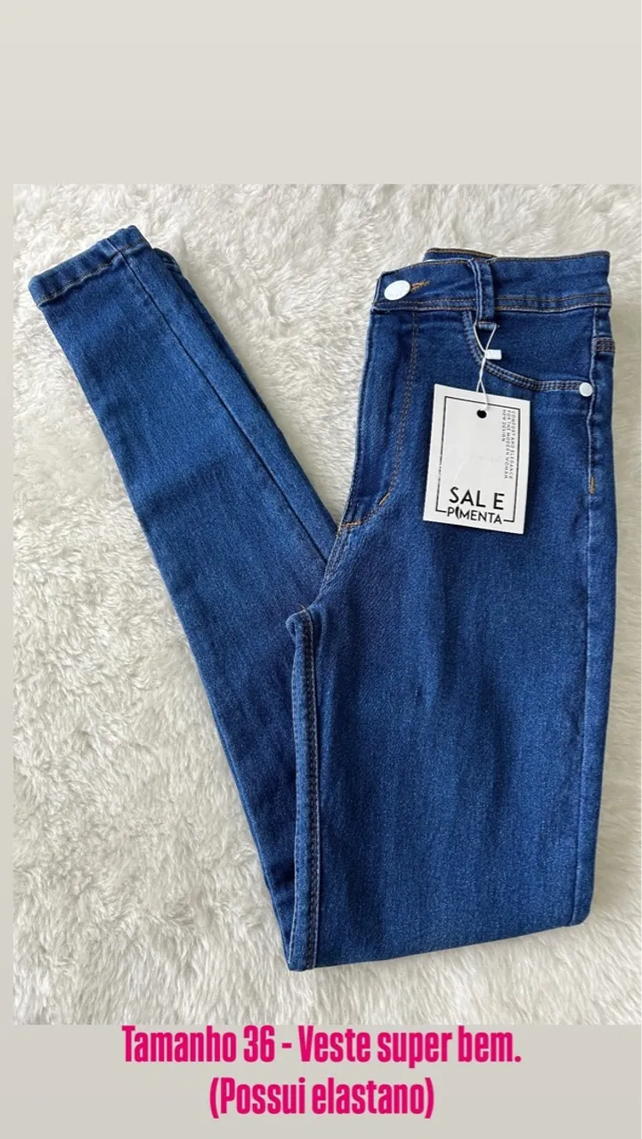 Calça Jeans Skinny Azul com Elastano SAL E PIMENTA - Tamanho 36