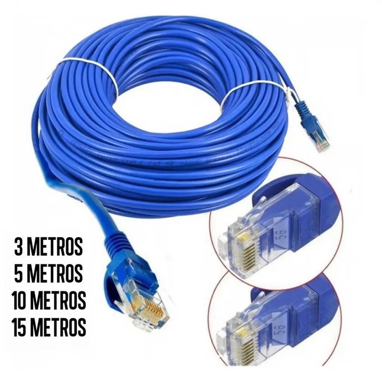 Cabo de Rede RJ45 Cat 5e - 3/5/10 Metros - Azul