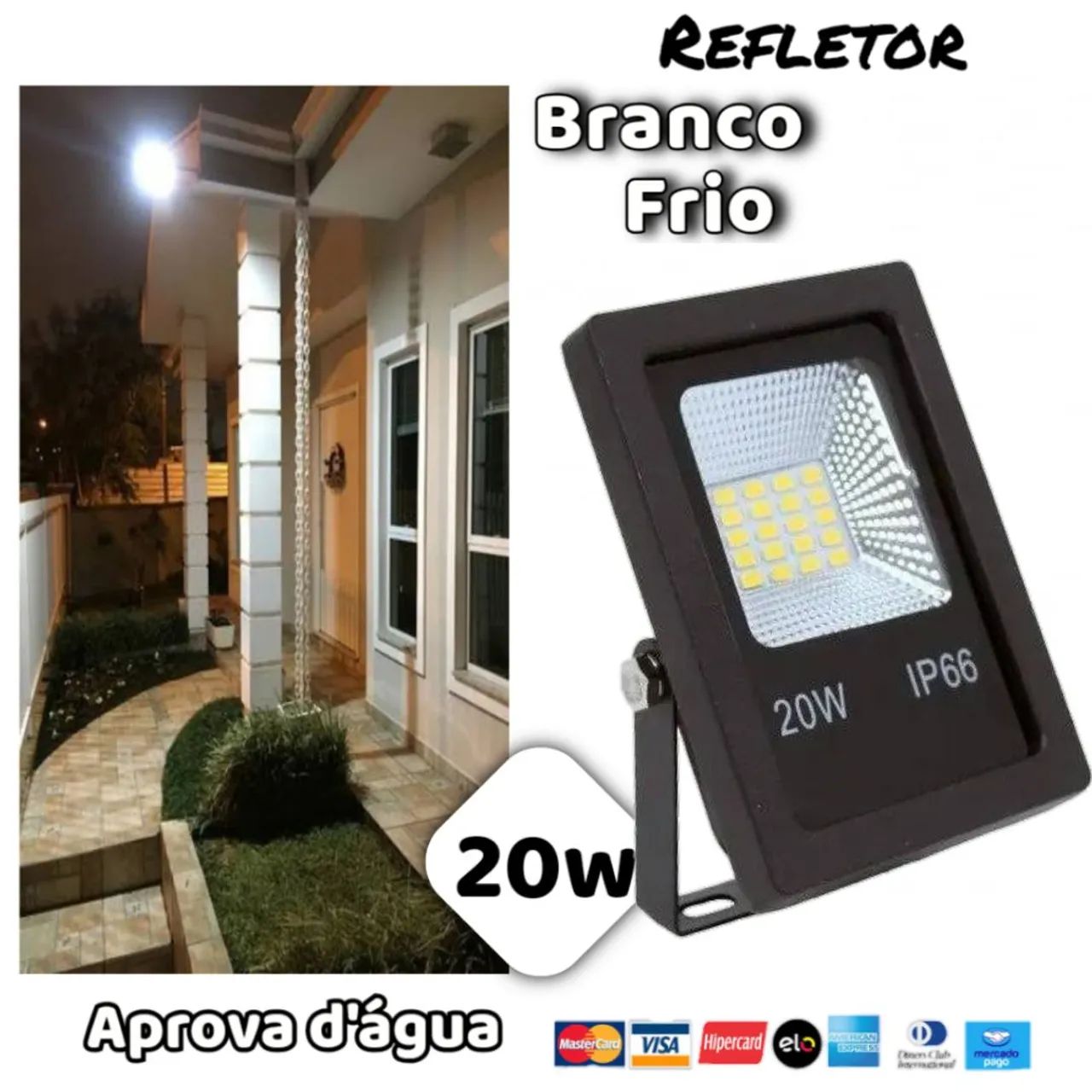 Refletor LED 20W Branco Frio IP66 - Iluminação Externa ( Garantia 3 meses) ) )