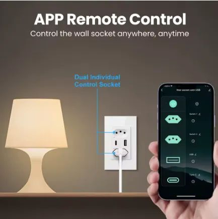 Tomada dupla inteligente + USB, Wi-fi, compatível com Alexa - Foto 5