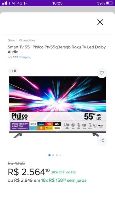 FastSmart TV 55? 4K Philco ( Retirada de peças)