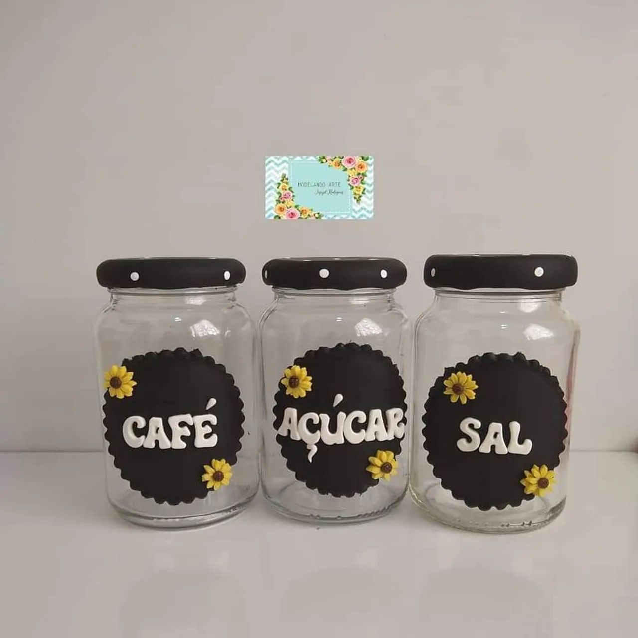 Conjunto de potes para café, açúcar e sal