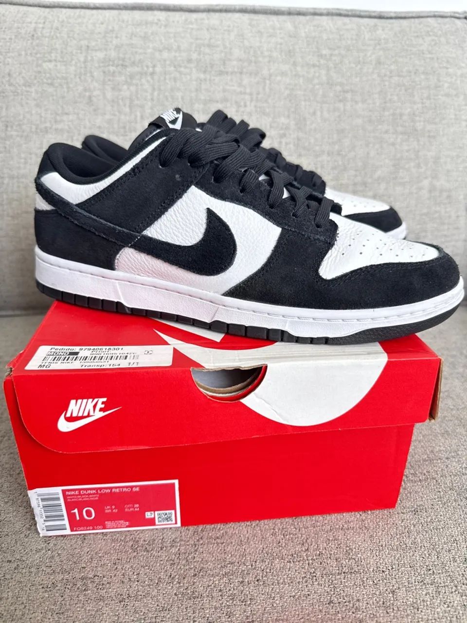 Nike Dunk Low Suede Panda Tamanho 10 / 42 