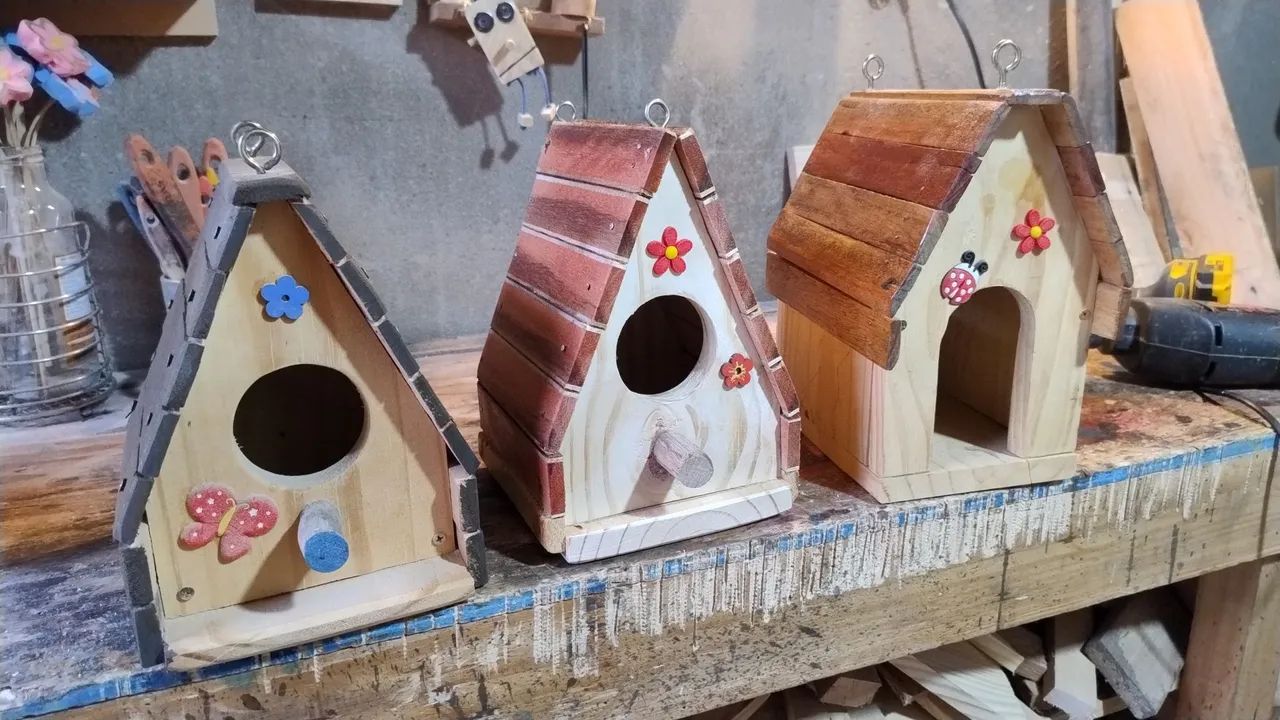 Casinha de passarinhos artesanal decorativa - Foto 3
