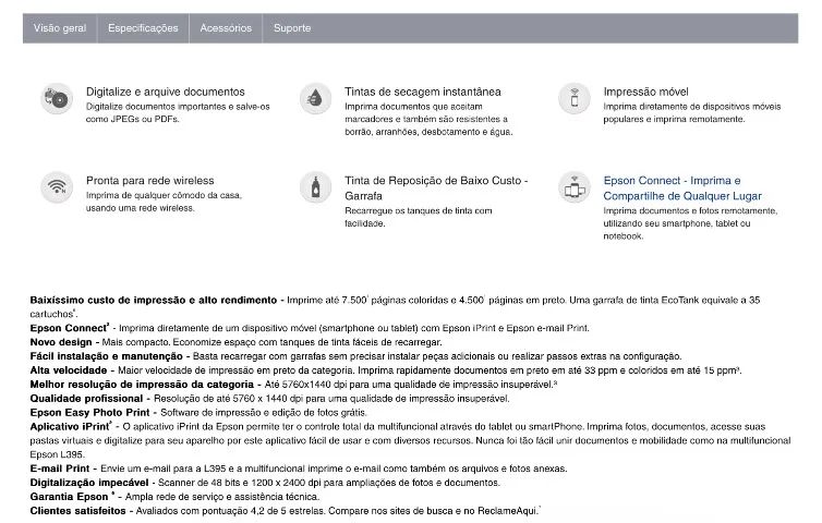 Impressora Epson EcoTank L395 - Foto 6