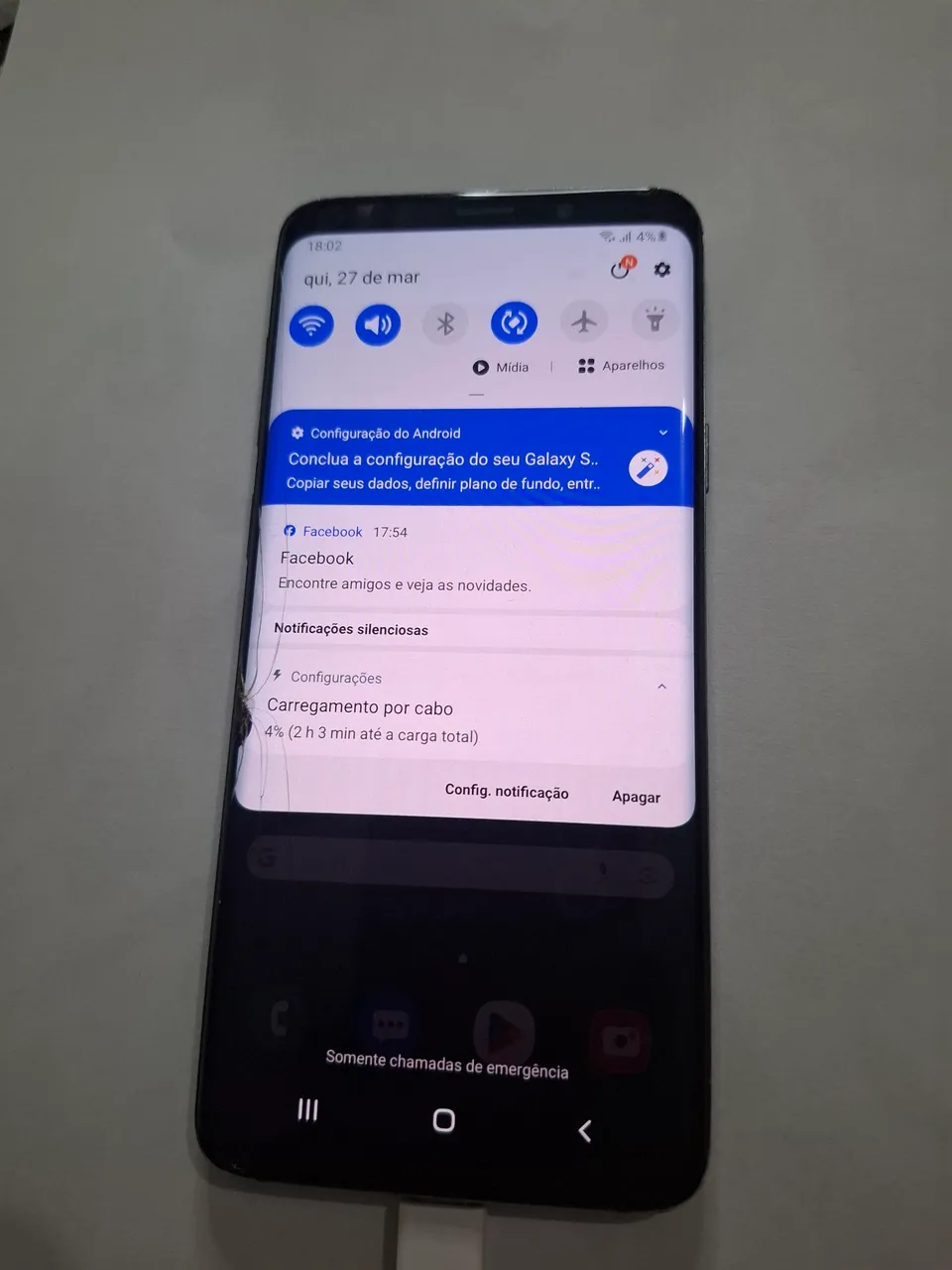 Samsung Galaxy S9+ com tela e vidro traseiro quebrados - FUNCIONANDO PERFEITAMENTE!