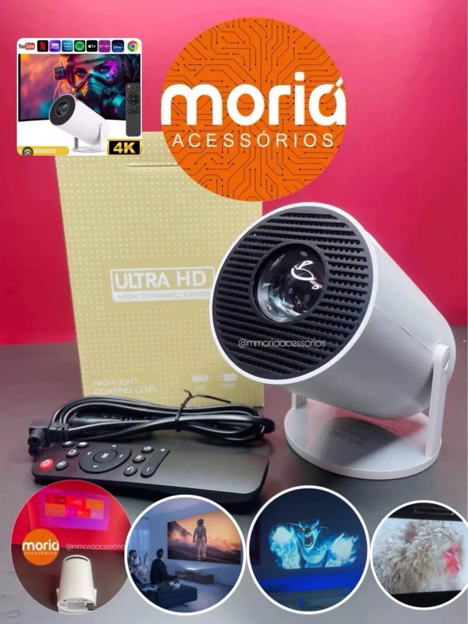Projetor de imagens 5G Wi-Fi Bluetooth Android 4K Full HD  - Foto 2