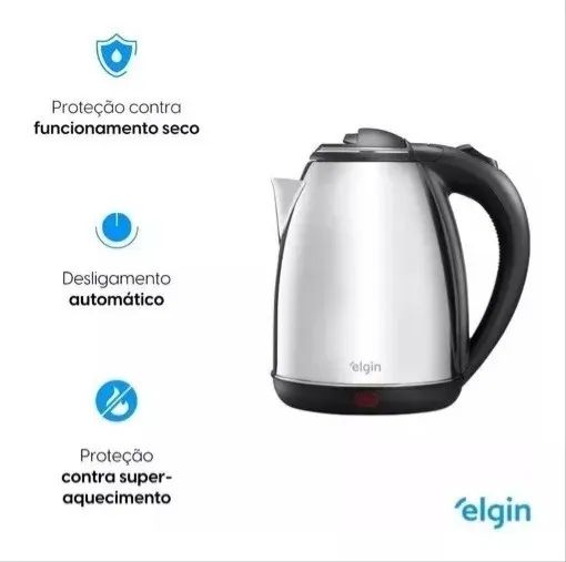 Chaleira elétrica Elgin 110v, capacidade de 1.8L, 1200w de potência (nova, na embalagem) - Foto 3