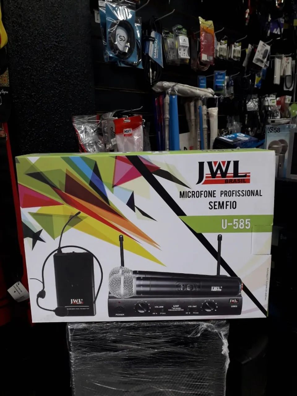 Microfone Duplo Sem Fio Profissional Jwl U-585 Dinâmico