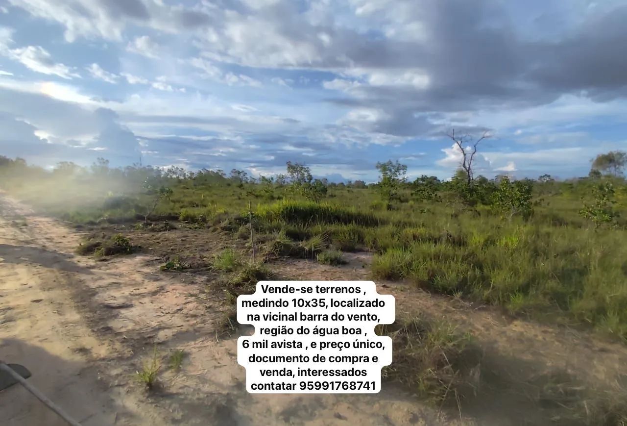 Vende se terrenos localizados na vicinal barra do vento, região do água boa.