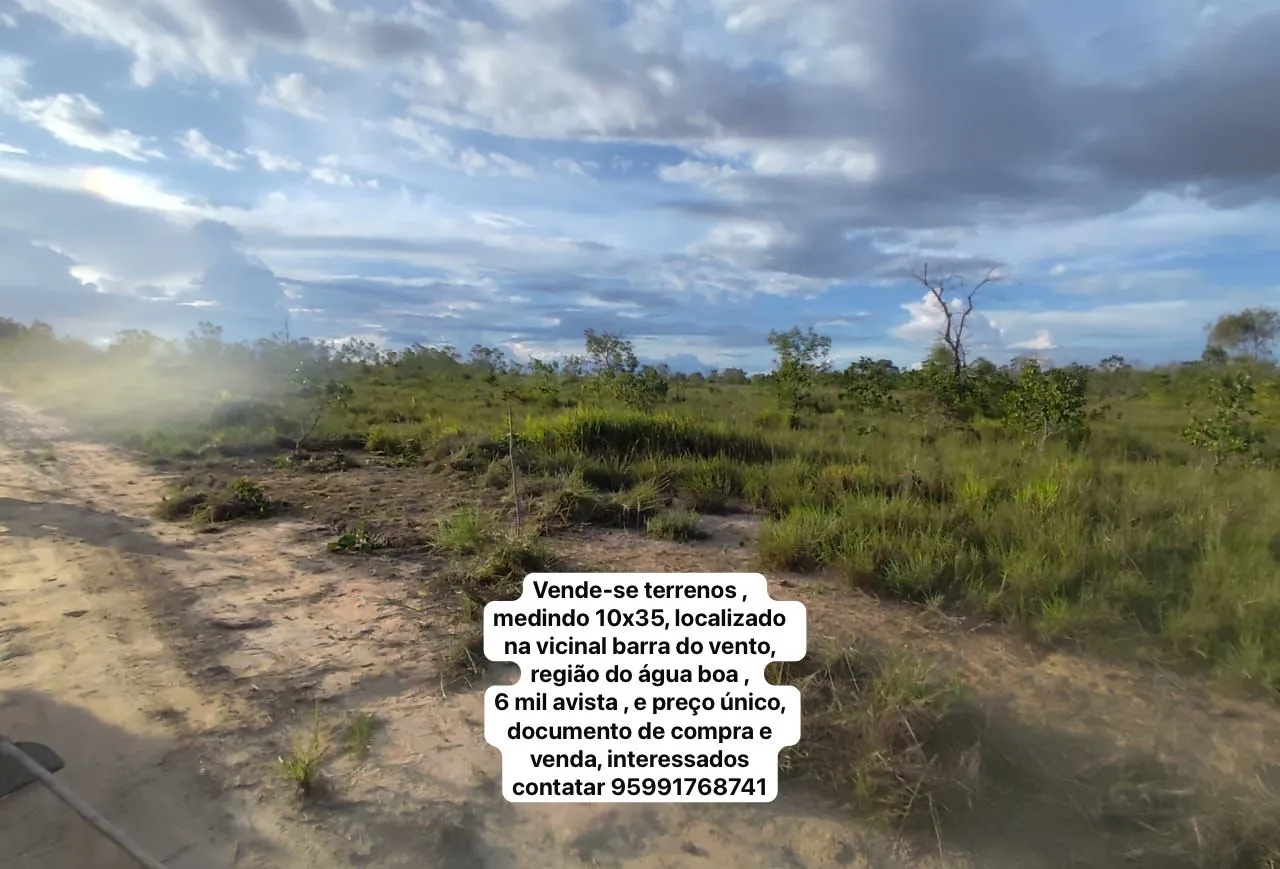 Vende se terrenos localizados na vicinal barra do vento, região do água boa.