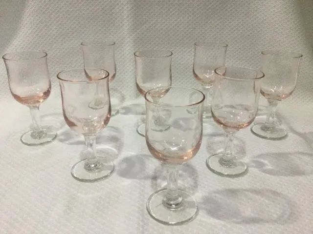 Taças Cálices De Licor Em Cristal Rosado 8 Unidades Anos 40 Raridade