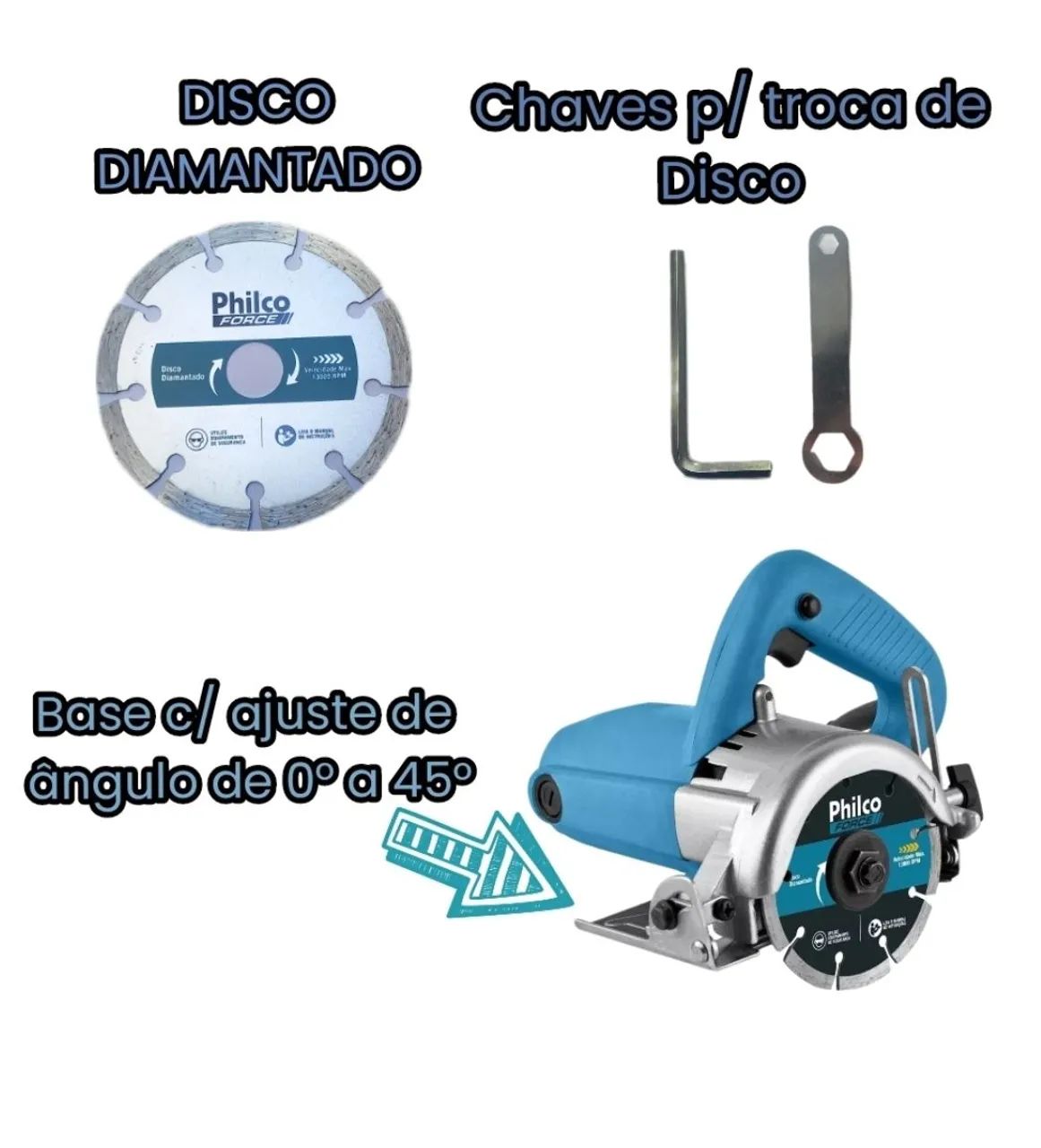 Serra mármore Profissional 1500W de potência com Disco diamantado corta em 45° (nova) - Foto 4