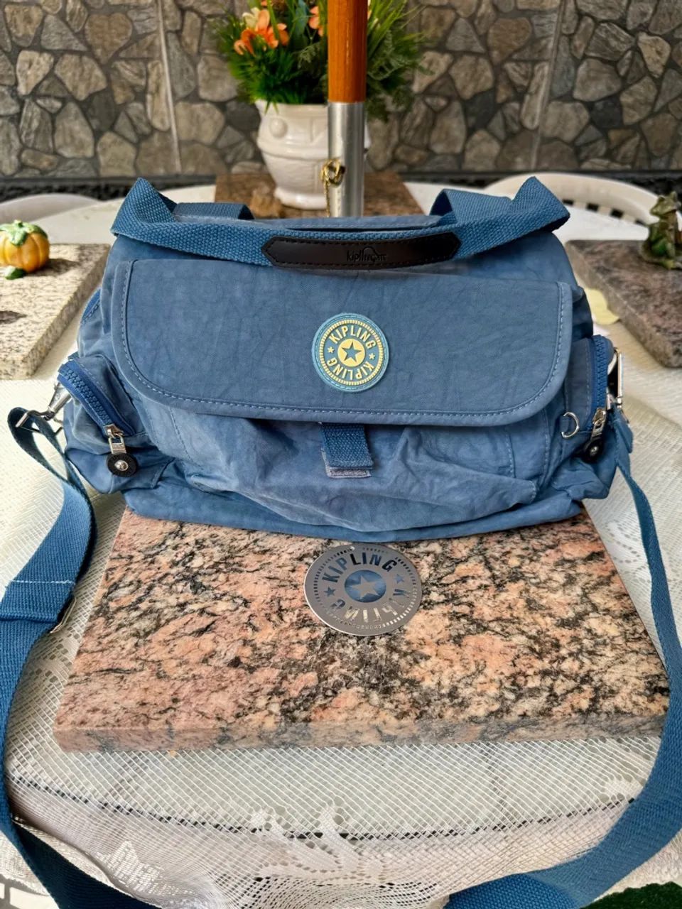 Bolsa Kipling Azul média 