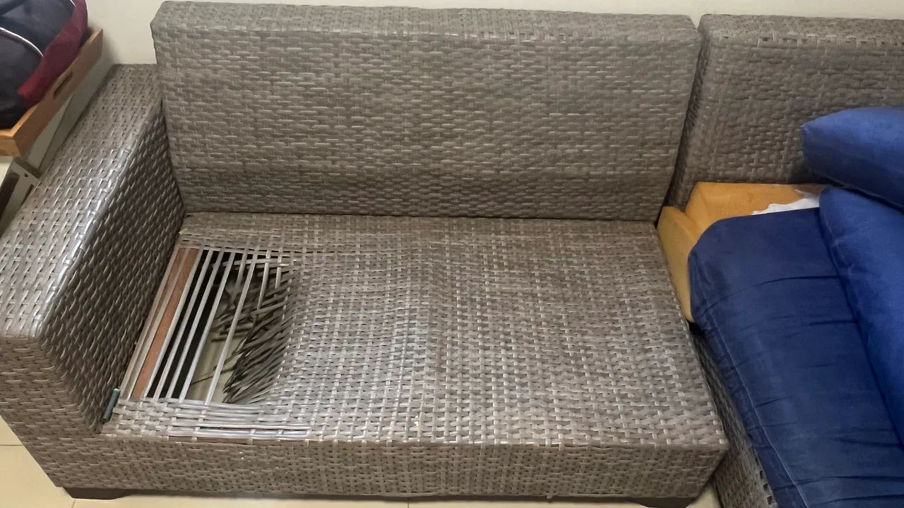 Rattan Sofa with Chaise Lounge, 3-Seater64850510662402121