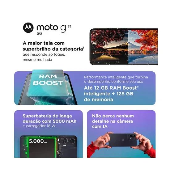 Smartphone Motorola Moto g35 5G - 256GB 4GB Tela 6,7? Super Brilho - Foto 4