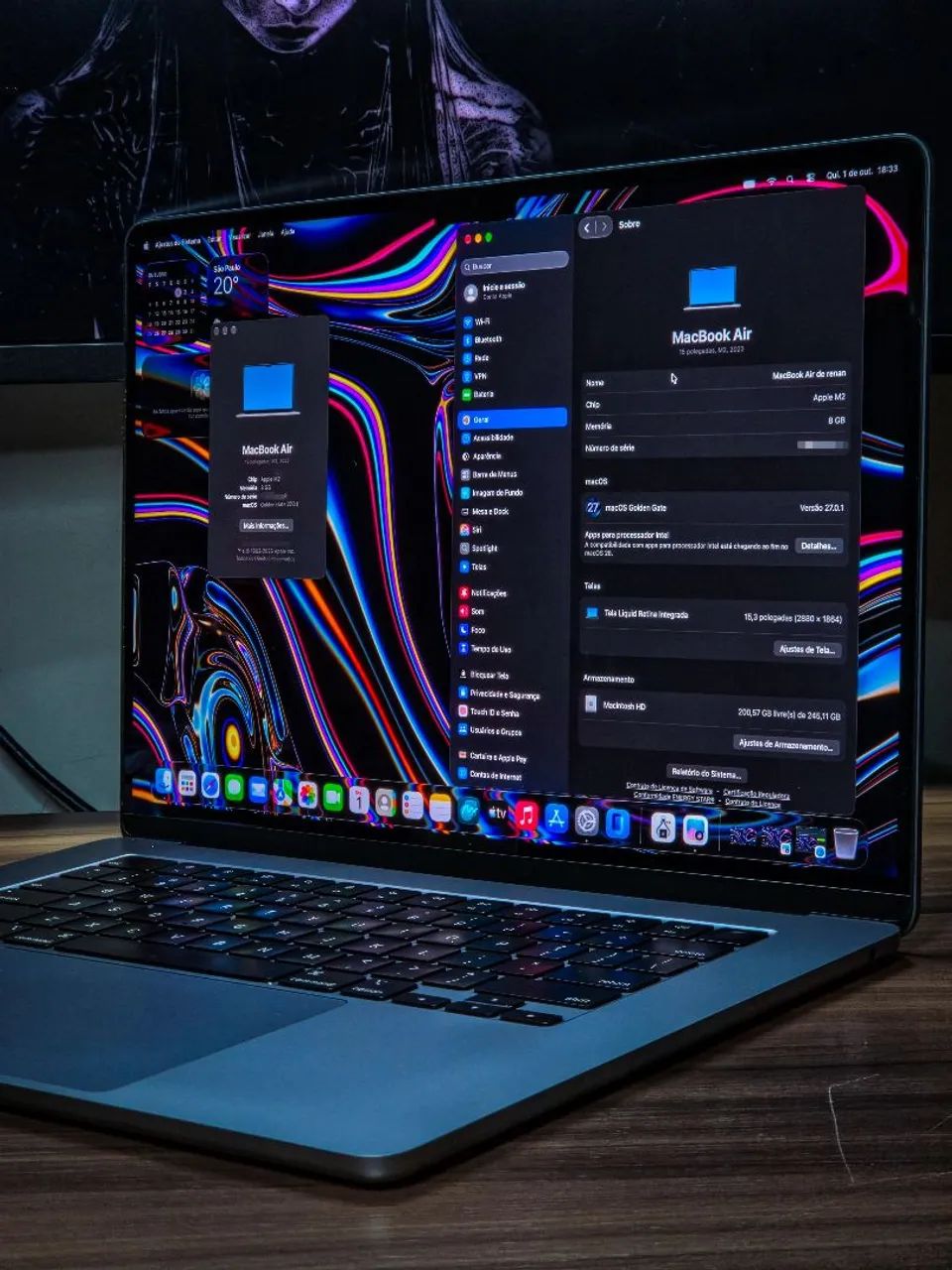 MacBook Air M2 15' SpaceGrey 8GB RAM, 256GB - Novissimo Completo