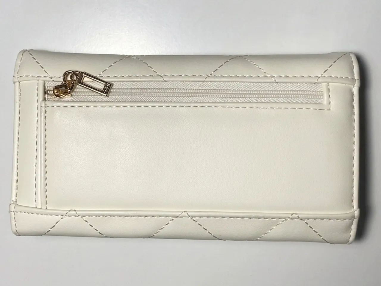 Carteira Guess Tri-fold / Off-white com dourado - Foto 2