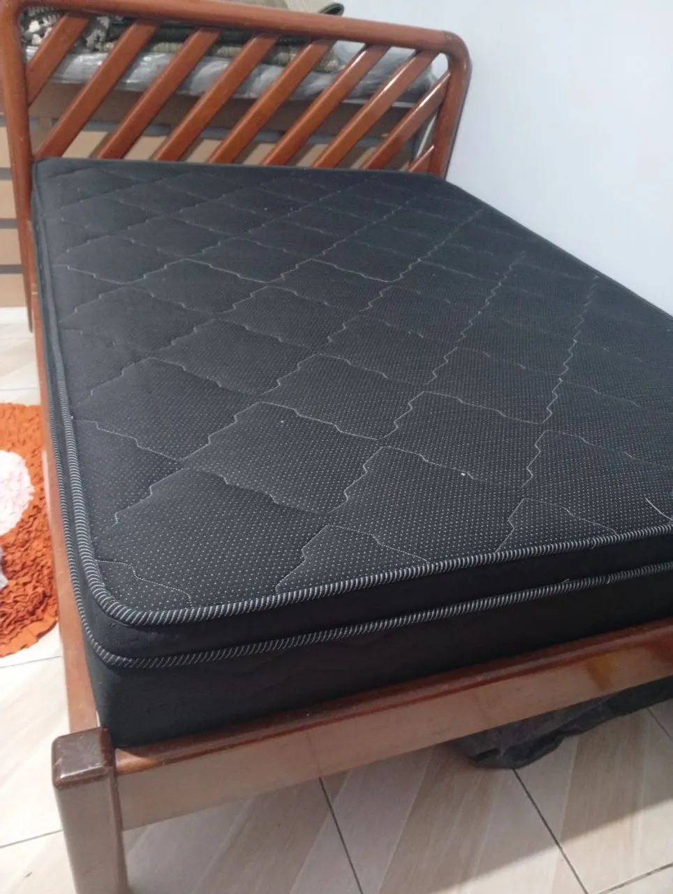 Cama de casal madeira maciça com colchão  - Foto 3