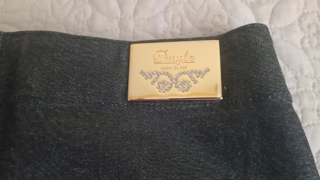 Mini saia jeans preta Damyller - Foto 4
