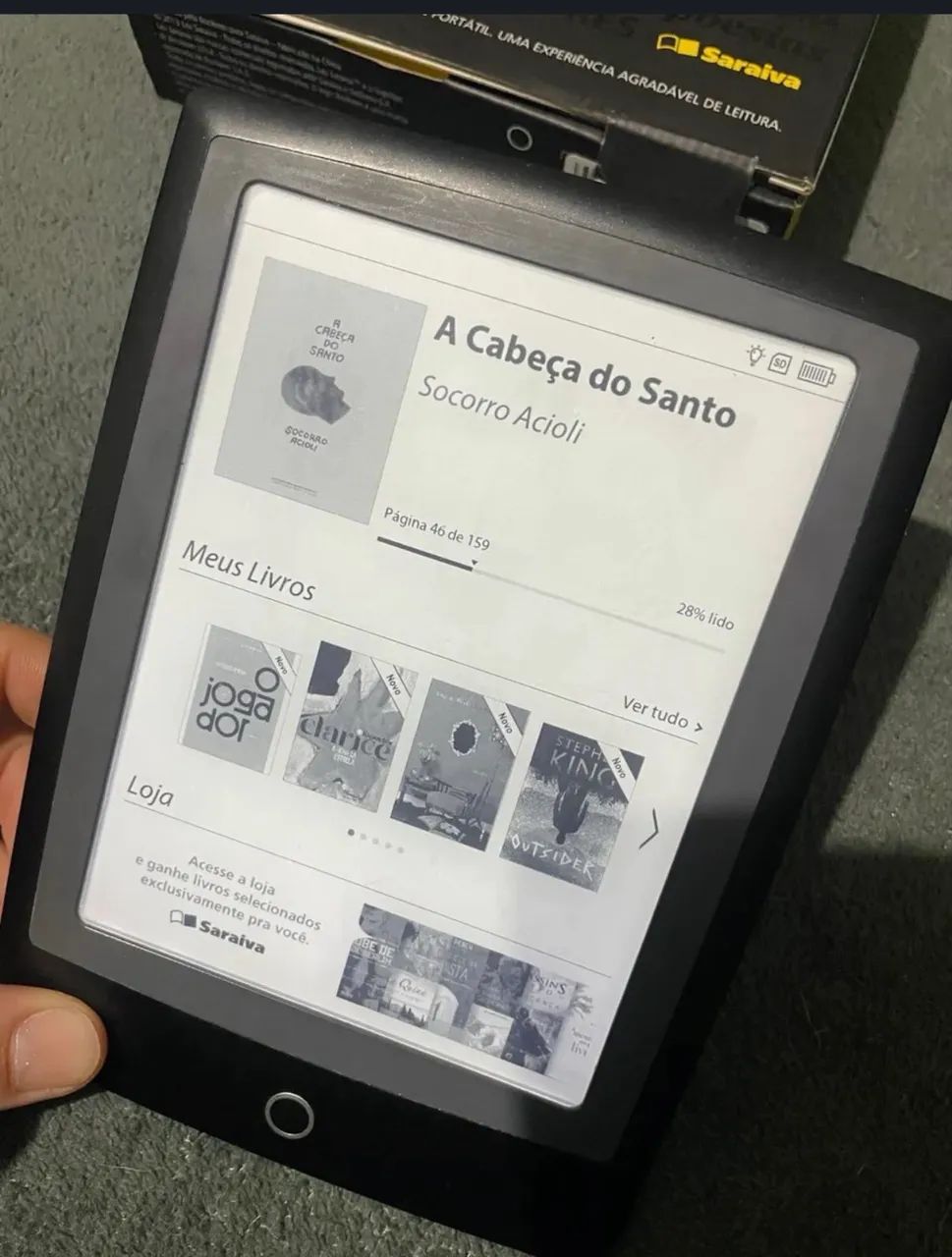 E-reader Saraiva Lev Neo com Iluminação | Tela E-Ink | Pouco Usado + Caixa + Case Brinde