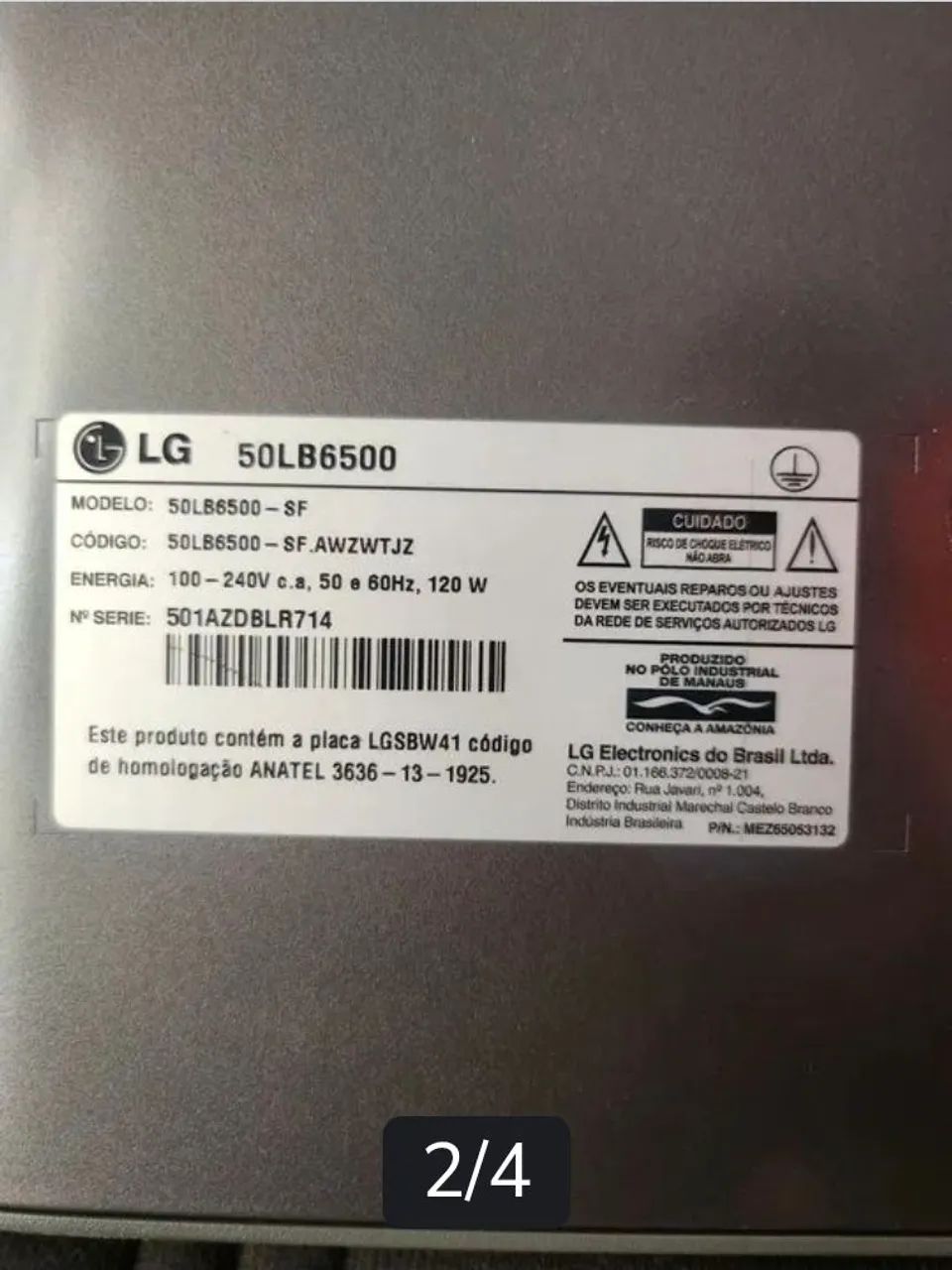 TV LG 50" POLEGADAS 50LB6500 (TELA QUEBRADA) - Foto 3