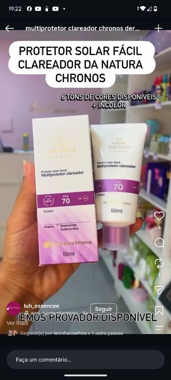 Base natura Protetor solar facial cor n 03 - Foto 3