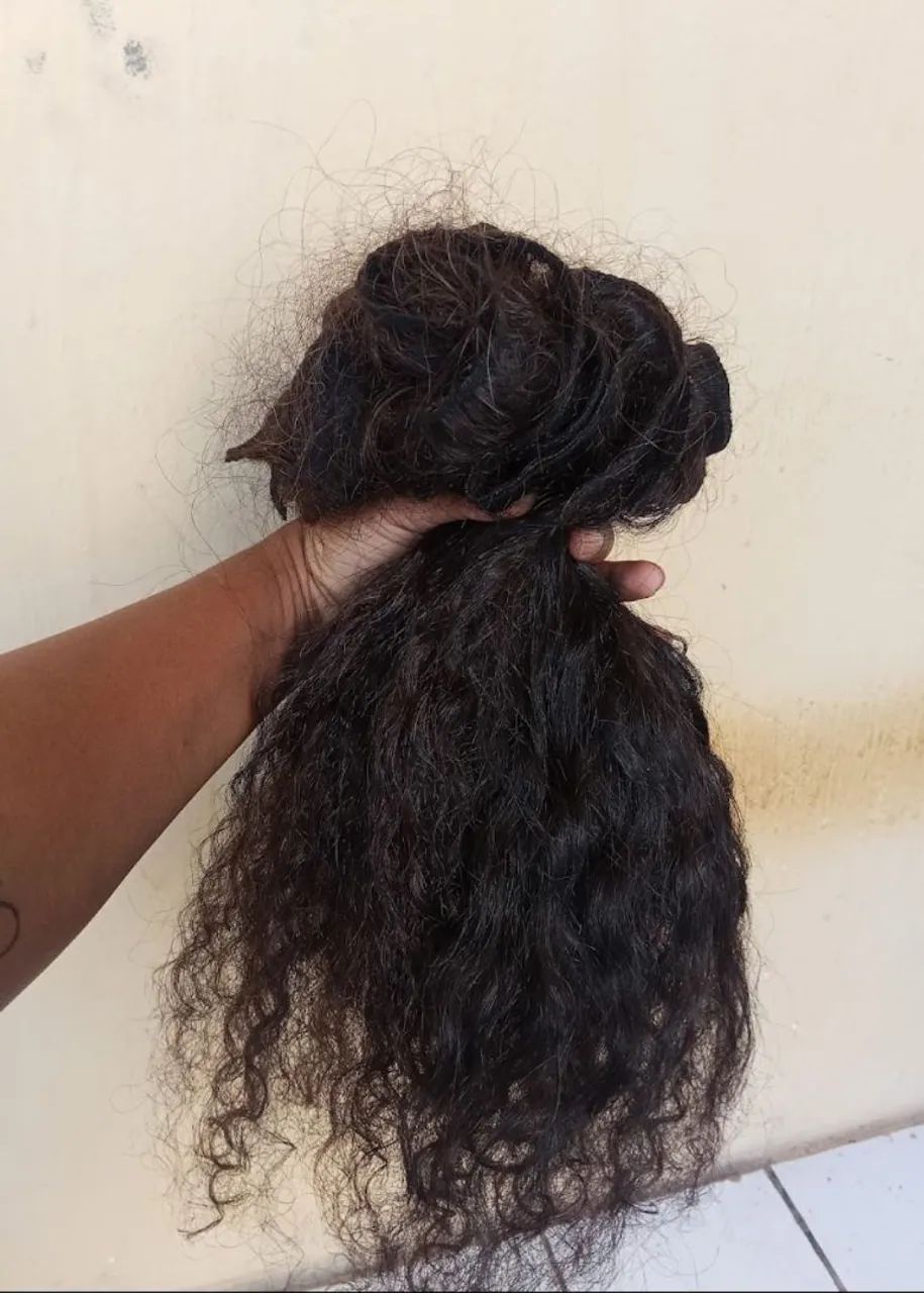 Cabelo humano 45 cm na tela