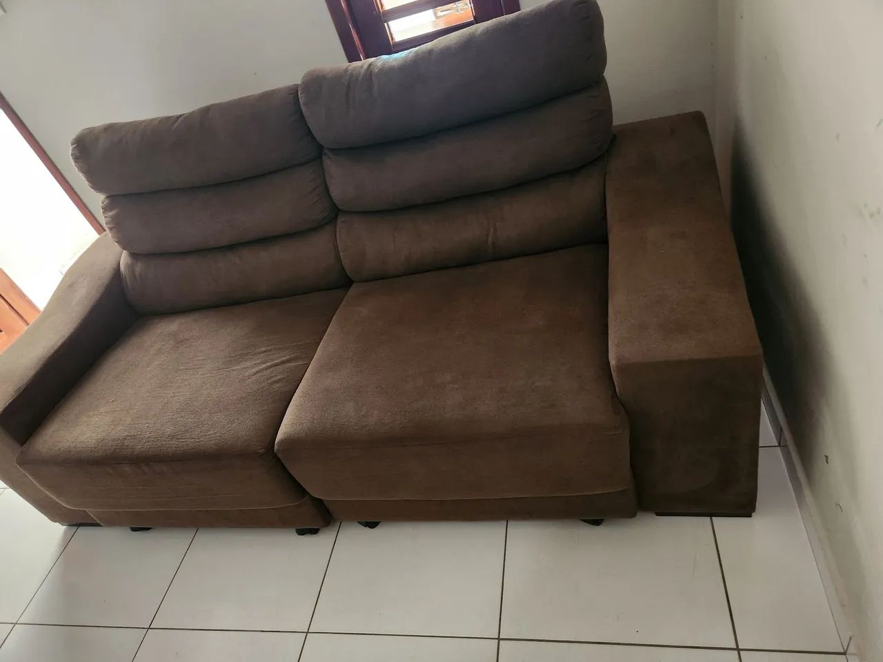 Sofá Retrátil e Reclinável 3 Lugares Marrom - Conservado - Foto 3