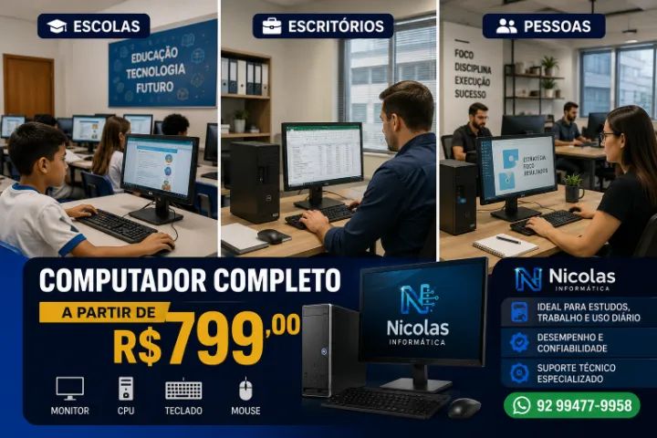 computador completo na promoção R$799 i3 com ssd
