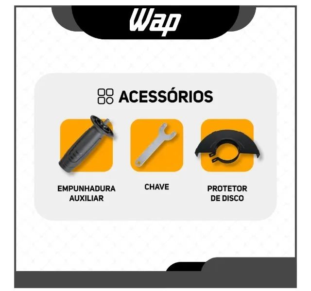 Esmerilhadeira Angular 5 polegadas WFES02 1200W Profissional Protetor De Disco 220V Wap - Foto 5