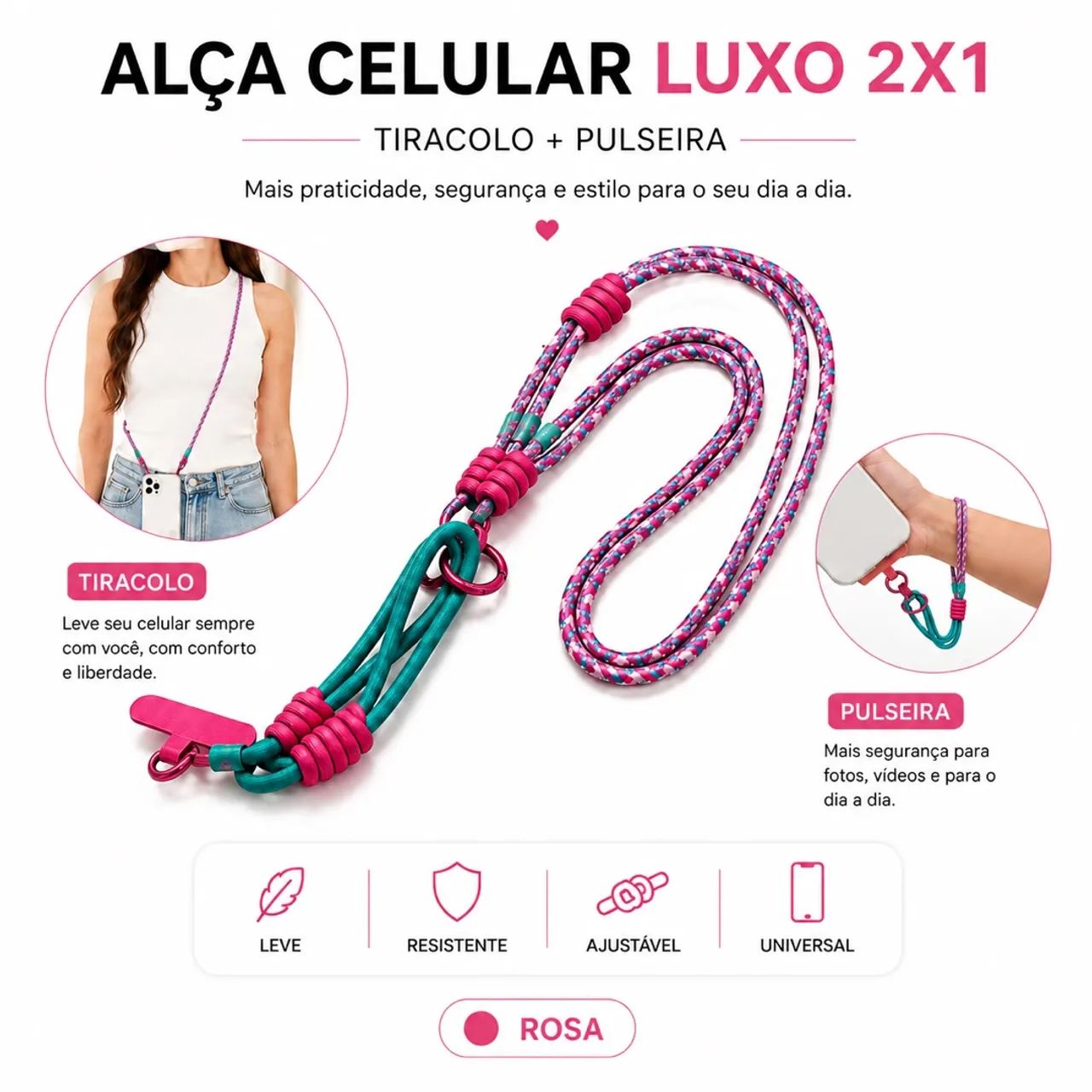 Cordão celular 2 em 1 | Alça ou pulseira  - Foto 2
