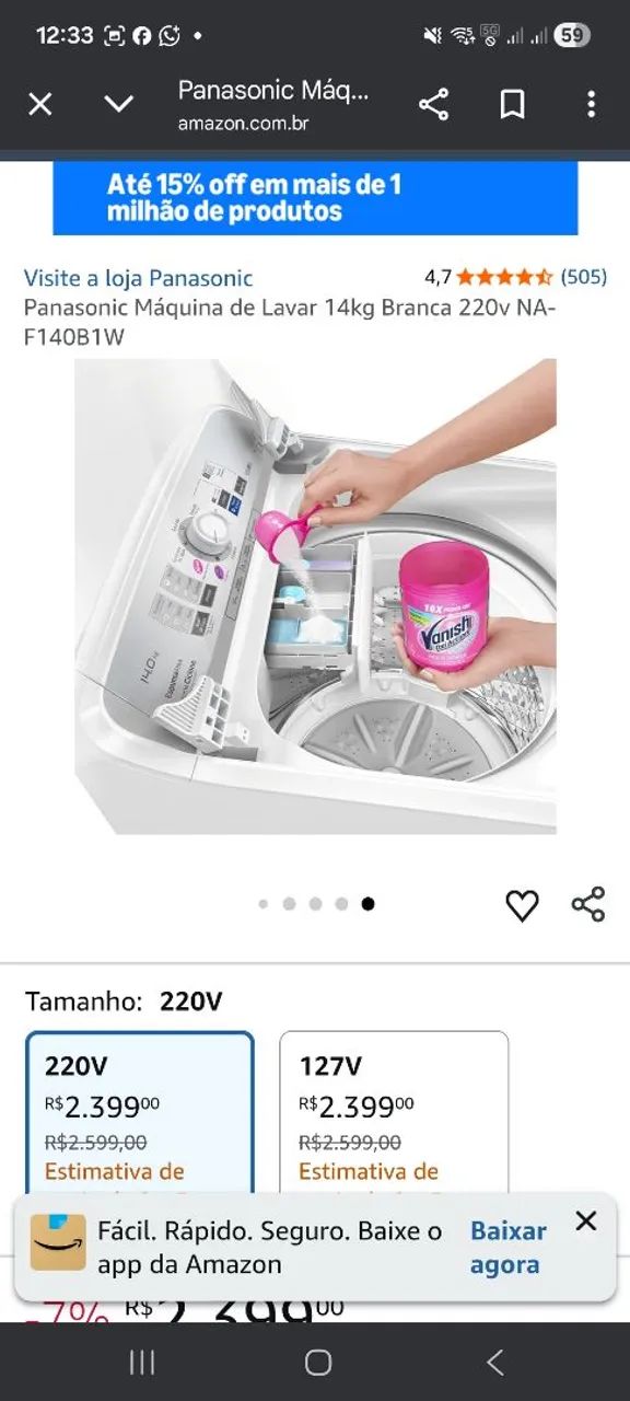 Maquina de lavar panasonic 14 k Funcionando perfeitamente  - Foto 2