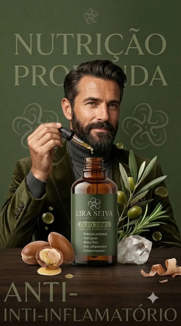 Óleo 3em1 100% puro para cabelos, barba e pele. - Foto 2