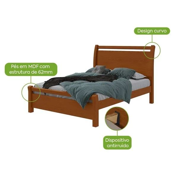 Cama Casal Reali 138x188 MDF Resistente - Foto 3
