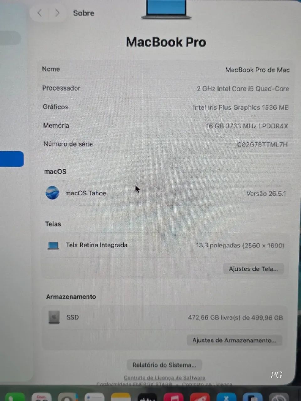 MacBook Pro 2020 i5 16gb 500gb SSD 13 polegadas - Aceito Troca - Foto 4