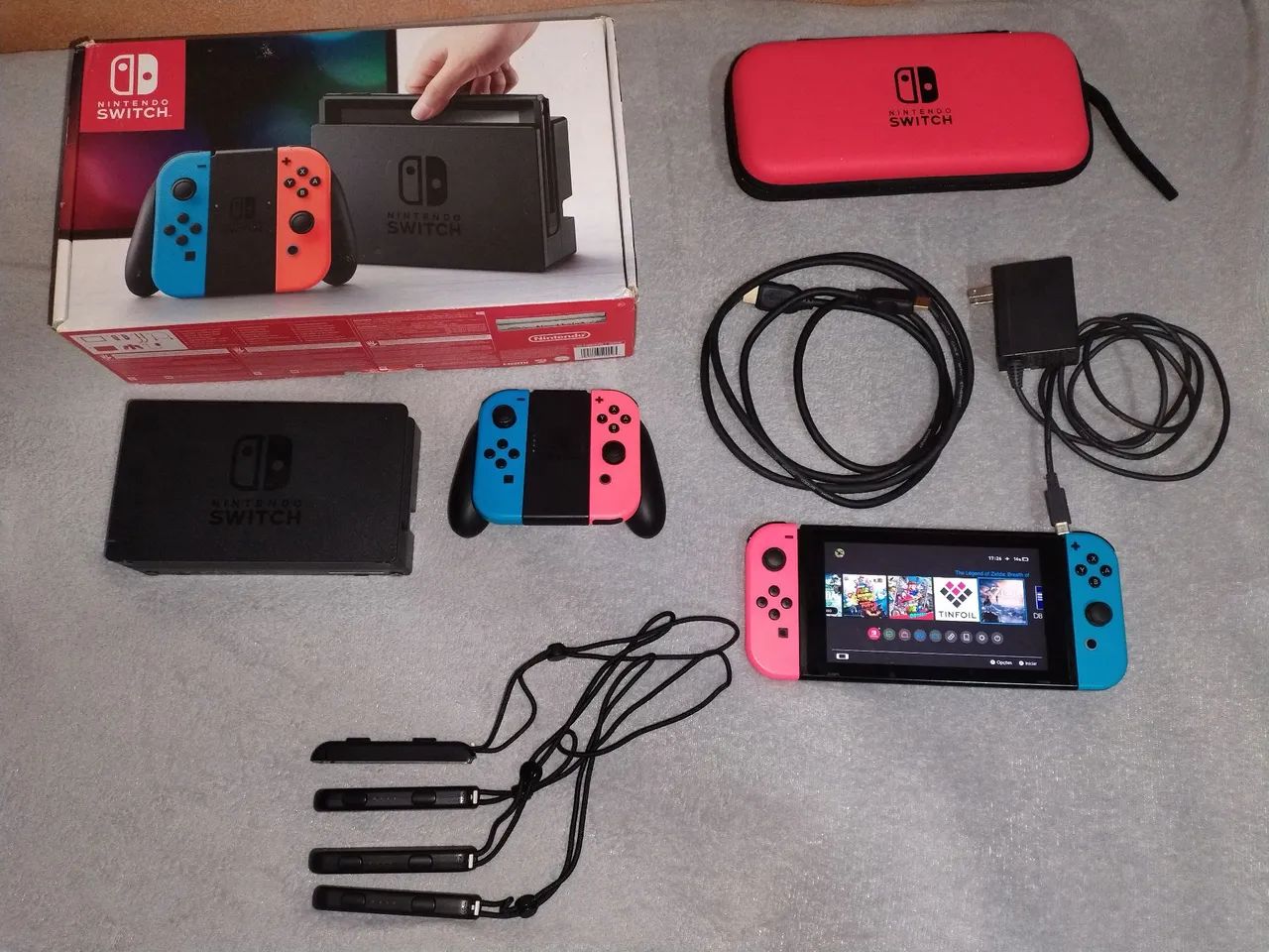 NINTENDO SWITCH一式 Switch v1 desbloqueado na caixa com case + controle extra